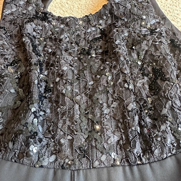 Faviana NY Dress Formal Midi Black Lace Sequin Chiffon Evening Cocktail Plus 14W - Picture 2 of 10